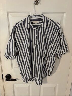 LOFT women’s 
Clip Stripe Henley Dolman Everyday Tunic Shirt